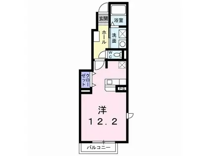 エトワールB(ワンルーム/1階)の間取り写真