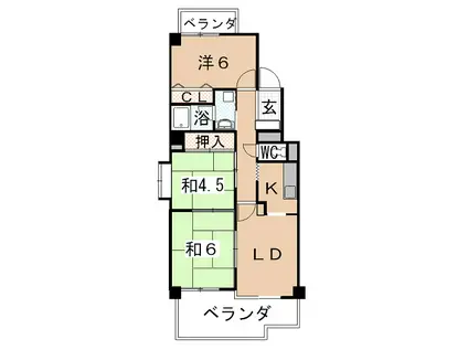 名鉄鈴彦小坂本町ハイツ(3LDK/7階)の間取り写真