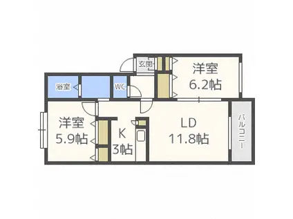 フォーエバーハピネス(2LDK/2階)の間取り写真