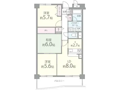 ウィステリア(3LDK/3階)の間取り写真