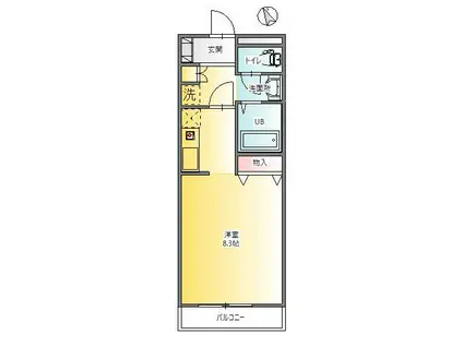 シャンドフルール(1K/4階)の間取り写真