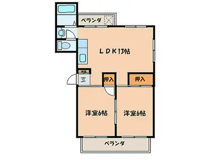 BAUHAUS南観音(2LDK/6階)の間取り写真