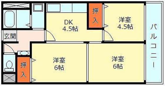 セントエルモ門田文化町(3DK/5階)の間取り写真