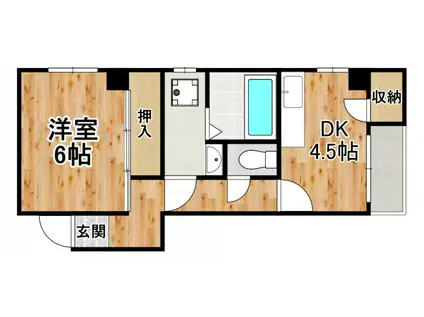 ハイツ卓(1K/2階)の間取り写真