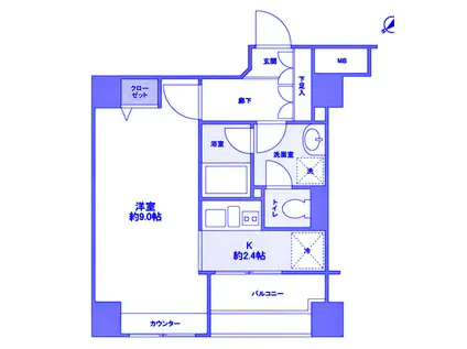 A K レジデンス(1K/8階)の間取り写真