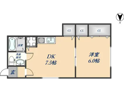 サポートタウン大東II(1DK/1階)の間取り写真