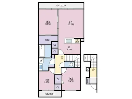 BELLE LEAD 東吉野 B棟(3LDK/2階)の間取り写真