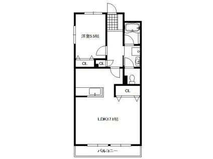 前橋光マンション(1LDK/6階)の間取り写真