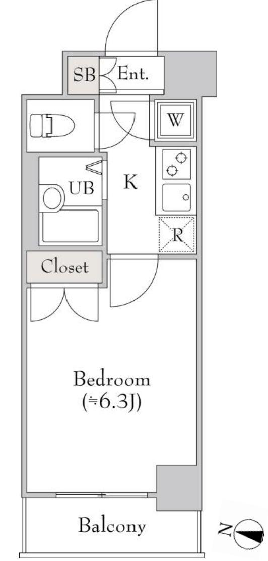 ラサンテ広尾(1K/4階)の間取り写真