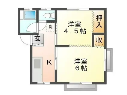 コーポ松山(2K/1階)の間取り写真