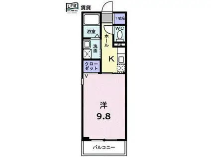グランデュールR(1K/3階)の間取り写真
