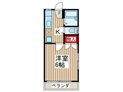 シャルムFIII(1K/1階)の間取り写真
