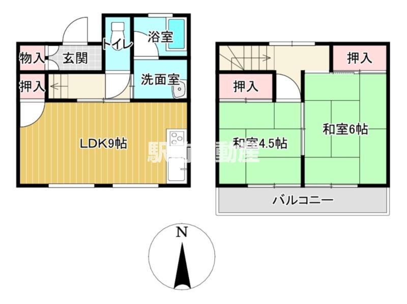 ブルーマウンテンハイツB棟(2LDK/1階)の間取り写真