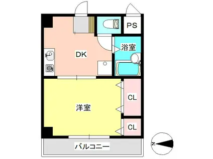 コーポファウンテイン(1DK/1階)の間取り写真