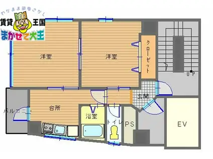 MIYAKOビル(2K/5階)の間取り写真