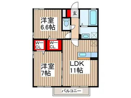 ERDBEERE(2LDK/1階)の間取り写真