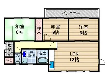 フレア五十鈴(3LDK/1階)の間取り写真
