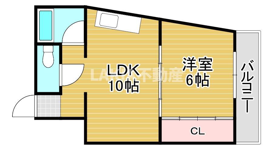 ウスヰマンション(1LDK/3階)の間取り写真