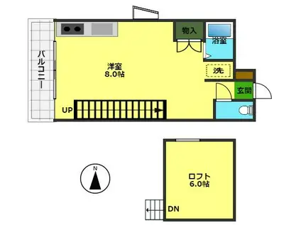 エトワール鴨部I(ワンルーム/4階)の間取り写真