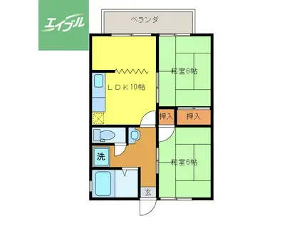 プリムローズ(2DK/1階)の間取り写真