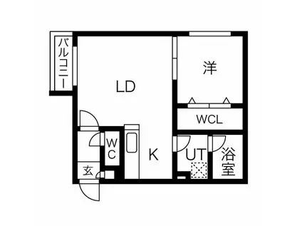 ブルースター平岸(1LDK/4階)の間取り写真