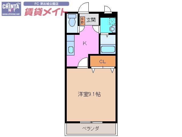 グレーシア(1K/1階)の間取り写真