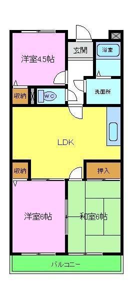 プリネール(3DK/3階)の間取り写真