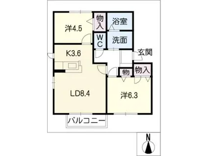 メ・ステッソA棟(2LDK/2階)の間取り写真