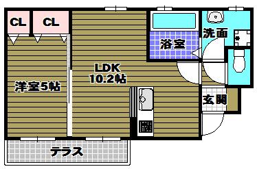 南海高野線 滝谷駅(大阪) 徒歩17分 2階建 築12年(1LDK/1階)の間取り写真