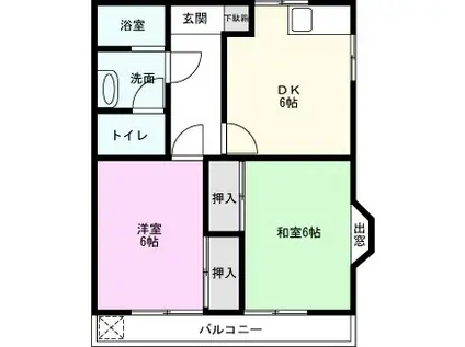 ハイツイシイ(2DK/2階)の間取り写真