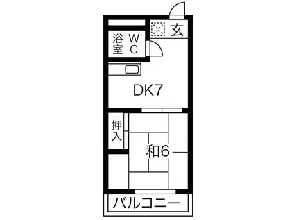 不二ガ丘ハイツ(1DK/2階)の間取り写真