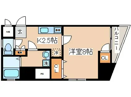 コンフォール元町(1K/3階)の間取り写真