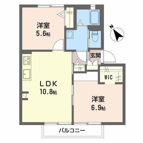 メゾンソレイユ(2LDK/2階)の間取り写真
