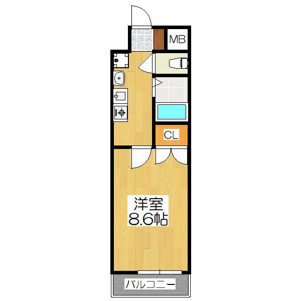 ヴィアーレ四条大宮(1K/9階)の間取り写真