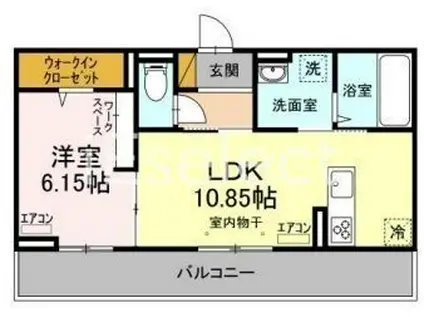 プチクールおゆみ野(1LDK/3階)の間取り写真