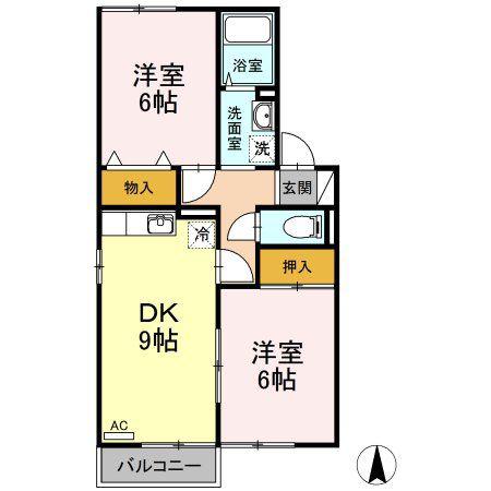 シェランジュ(2DK/1階)の間取り写真