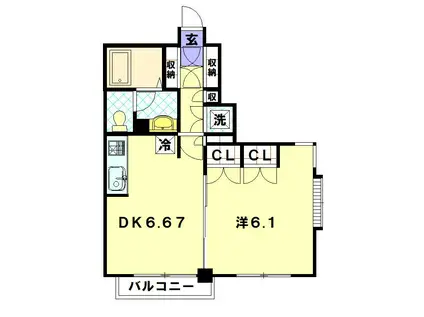 ブラソム八百屋町(1DK/4階)の間取り写真