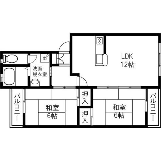 チェスナットコートII(2LDK/2階)の間取り写真