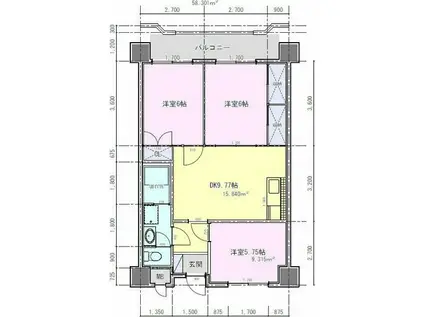 第三泰平ビル(3LDK/10階)の間取り写真