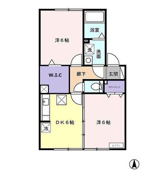 グランパエーゼ新町(2DK/2階)の間取り写真