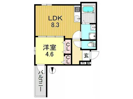 フジパレス長吉長原II番館(1LDK/3階)の間取り写真