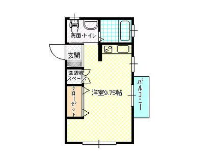 バレムTM B棟(ワンルーム/2階)の間取り写真