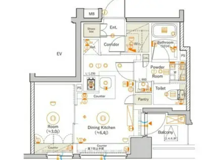シーフォルム中野(1LDK/2階)の間取り写真