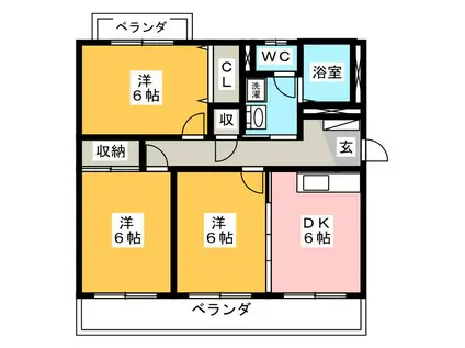 チロリン邑(3DK/4階)の間取り写真