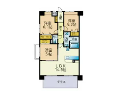 地下鉄七隈線 野芥駅 徒歩10分 8階建 築5年(3LDK/1階)の間取り写真