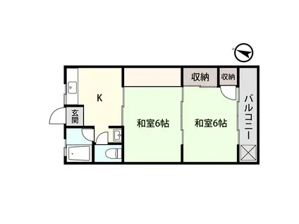 ラ・ネージュ富山II(2K/2階)の間取り写真