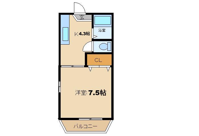 サンドゥエル A(1K/1階)の間取り写真