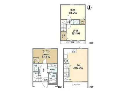 KOLETTERRACE梅島05(2SLDK/1階)の間取り写真