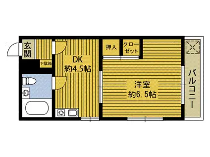 サンシティ顕徳(1DK/4階)の間取り写真