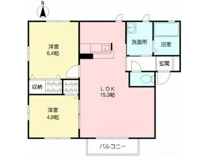 サニーコートYA II(2LDK/2階)の間取り写真